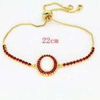 Wholesale Vintage Style Simple Style Oval Copper Plating Inlay Shell Zircon Bracelets main image 2