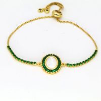 Wholesale Vintage Style Simple Style Oval Copper Plating Inlay Shell Zircon Bracelets main image 8
