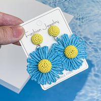 1 Paire Mignon Dame Sucré Fleur Raphia Boucles D'oreilles main image 9