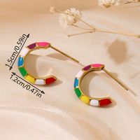 1 Pair Elegant Lady Classic Style C Shape Enamel 304 Stainless Steel 18K Gold Plated Ear Studs main image 2