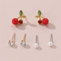 1 Set IG Style Elegant Sweet Heart Shape Flower Bow Knot Inlay Sterling Silver Artificial Pearls Zircon Ear Studs sku image 2