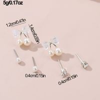 1 Satz IG-Stil Elegant Süss Herzform Blume Bogenknoten Inlay Sterling Silber Künstliche Perlen Zirkon Ohrstecker main image 4