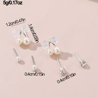 1 Set IG Style Elegant Sweet Heart Shape Flower Bow Knot Inlay Sterling Silver Artificial Pearls Zircon Ear Studs main image 4