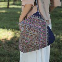Women's Medium Polyester Cotton Geometric Color Block Vacation Square Magnetic Buckle Shoulder Bag main image 5