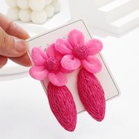 1 Pair Lady Beach Sweet Carrot Flower Raffia Drop Earrings main image 9