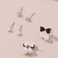1 Set IG Style Elegant Sweet Heart Shape Flower Bow Knot Inlay Sterling Silver Artificial Pearls Zircon Ear Studs main image 7