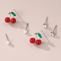 1 Set IG Style Elegant Sweet Heart Shape Flower Bow Knot Inlay Sterling Silver Artificial Pearls Zircon Ear Studs sku image 5