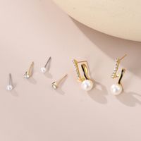 1 Set IG Style Elegant Sweet Heart Shape Flower Bow Knot Inlay Sterling Silver Artificial Pearls Zircon Ear Studs main image 9