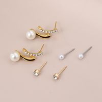 1 Set IG Style Elegant Sweet Heart Shape Flower Bow Knot Inlay Sterling Silver Artificial Pearls Zircon Ear Studs sku image 6