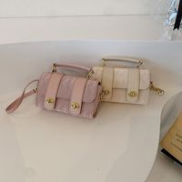 Women's Small Pu Leather Solid Color Streetwear Lock Clasp Crossbody Bag Shoulder Bag main image video