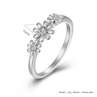 Basic Modern Style Classic Style Daisy 304 Stainless Steel 18K Gold Plated Rhinestones Rings In Bulk main image 2