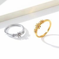 Basic Modern Style Classic Style Daisy 304 Stainless Steel 18K Gold Plated Rhinestones Rings In Bulk main image 1