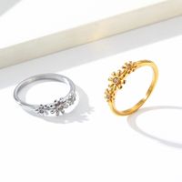 Basic Modern Style Classic Style Daisy 304 Stainless Steel 18K Gold Plated Rhinestones Rings In Bulk main image 5