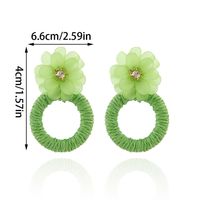 1 Pair Vacation Beach Sweet Circle Flower Arylic Raffia Hoop Earrings main image 2