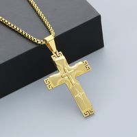 304 Stainless Steel 18K Gold Plated Hip-Hop Plating Cross Pendant Necklace main image 4