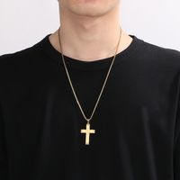 304 Stainless Steel 18K Gold Plated Hip-Hop Plating Cross Pendant Necklace main image 9