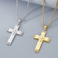 304 Stainless Steel 18K Gold Plated Hip-Hop Plating Cross Pendant Necklace main image 3