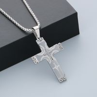 304 Stainless Steel 18K Gold Plated Hip-Hop Plating Cross Pendant Necklace main image 5