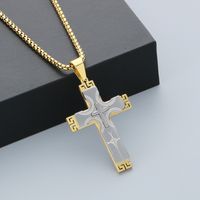 304 Stainless Steel 18K Gold Plated Hip-Hop Plating Cross Pendant Necklace main image 6