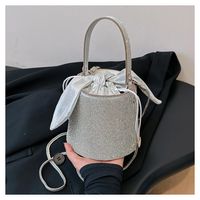 Women's Small Pu Leather Solid Color Bow Knot Elegant Cylindrical Zipper Bucket Bag main image 4