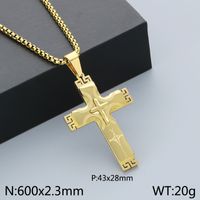 304 Stainless Steel 18K Gold Plated Hip-Hop Plating Cross Pendant Necklace sku image 2