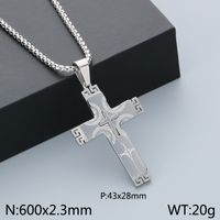 304 Stainless Steel 18K Gold Plated Hip-Hop Plating Cross Pendant Necklace sku image 1