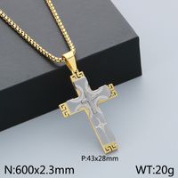 304 Stainless Steel 18K Gold Plated Hip-Hop Plating Cross Pendant Necklace sku image 3