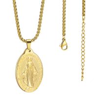 304 Stainless Steel 18K Gold Plated Hip-Hop Simple Style Classic Style Plating Portrait Oval Pendant Necklace main image 5