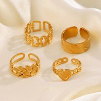 Modern Style Classic Style Leaves Heart Shape 304 Stainless Steel 18K Gold Plated Open Rings In Bulk main image 6