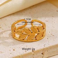 Modern Style Classic Style Leaves Heart Shape 304 Stainless Steel 18K Gold Plated Open Rings In Bulk main image 2