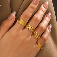 Estilo Moderno Estilo Clásico Sale De Forma De Corazón Acero Inoxidable 304 Chapados en oro de 18k Anillos Abiertos Al Mayoreo main image 7