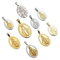 304 Stainless Steel 18K Gold Plated Hip-Hop Simple Style Classic Style Plating Portrait Oval Pendant Necklace main image 6