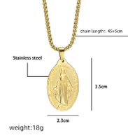 304 Stainless Steel 18K Gold Plated Hip-Hop Simple Style Classic Style Plating Portrait Oval Pendant Necklace main image 8