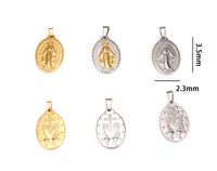 304 Stainless Steel 18K Gold Plated Hip-Hop Simple Style Classic Style Plating Portrait Oval Pendant Necklace main image 7