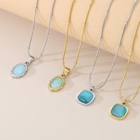 304 Stainless Steel 18K Gold Plated Simple Style Plating Square Pendant Necklace main image 11