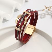 Estilo Moderno Estilo Clásico Geométrico Cuero Sintético Aleación Embutido Circón Mujeres Brazalete sku image 5