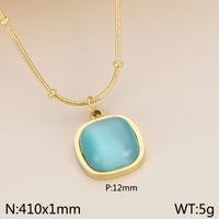304 Stainless Steel 18K Gold Plated Simple Style Plating Square Pendant Necklace sku image 3