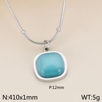 304 Stainless Steel 18K Gold Plated Simple Style Plating Square Pendant Necklace sku image 1