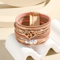 Simple Style Heart Shape Pu Leather Layered Women's Bangle sku image 4