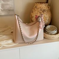 Mujeres Medio Cuero Sintético Color Sólido Básico Estilo Clásico Hilo De Coser Cremallera Bolsa Para Las Axilas main image 3