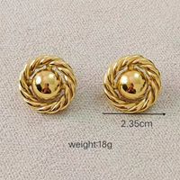 1 Pair Basic Modern Style Classic Style Round Solid Color Plating 304 Stainless Steel Metal 18K Gold Plated Ear Studs main image 2