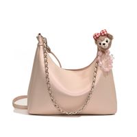 Women's Medium Pu Leather Solid Color Basic Classic Style Sewing Thread Zipper Underarm Bag sku image 1