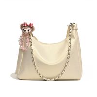 Women's Medium Pu Leather Solid Color Basic Classic Style Sewing Thread Zipper Underarm Bag sku image 2