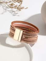 Modern Style Classic Style Geometric Pu Leather Inlay Rhinestones Unisex Bangle main image 3