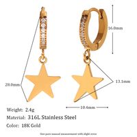 1 Pair Simple Style Classic Style Star Ball Inlay 304 Stainless Steel Rhinestones 18K Gold Plated Drop Earrings main image 2
