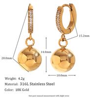 1 Pair Simple Style Classic Style Star Ball Inlay 304 Stainless Steel Rhinestones 18K Gold Plated Drop Earrings sku image 2