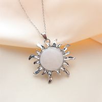 Wholesale Jewelry Simple Style Classic Style Sun Alloy Natural Stone Silver Plated Plating Inlay Pendant Necklace sku image 1