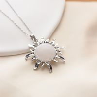 Wholesale Jewelry Simple Style Classic Style Sun Alloy Natural Stone Silver Plated Plating Inlay Pendant Necklace main image 4