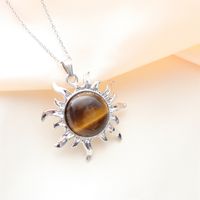 Wholesale Jewelry Simple Style Classic Style Sun Alloy Natural Stone Silver Plated Plating Inlay Pendant Necklace main image 6