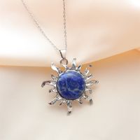 Wholesale Jewelry Simple Style Classic Style Sun Alloy Natural Stone Silver Plated Plating Inlay Pendant Necklace main image 8